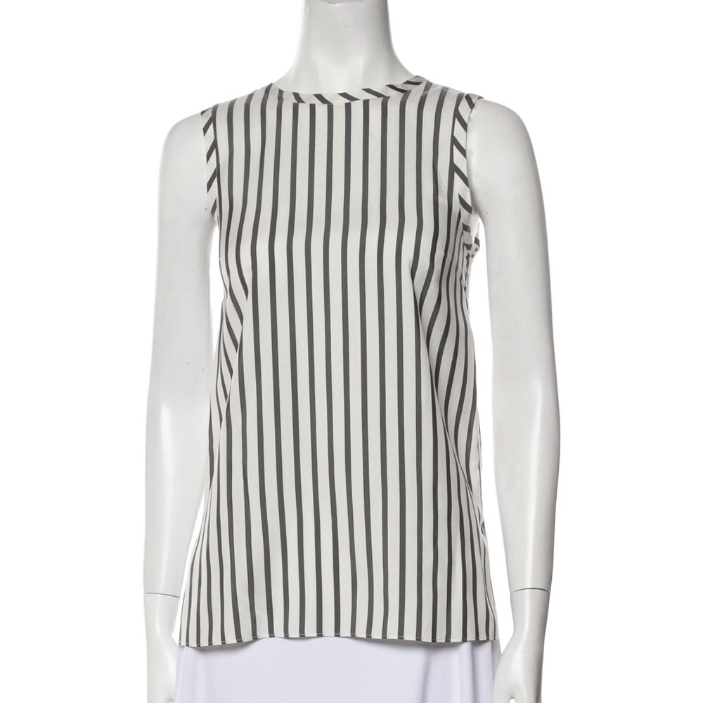 Brunello Cucinelli S Striped Boatneck Bateau Silk Monili Bead Sleeveless Top